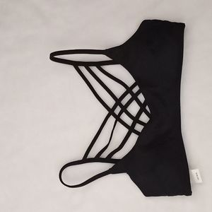 Aerie Black Swim Top with Criss-cross Straps Small